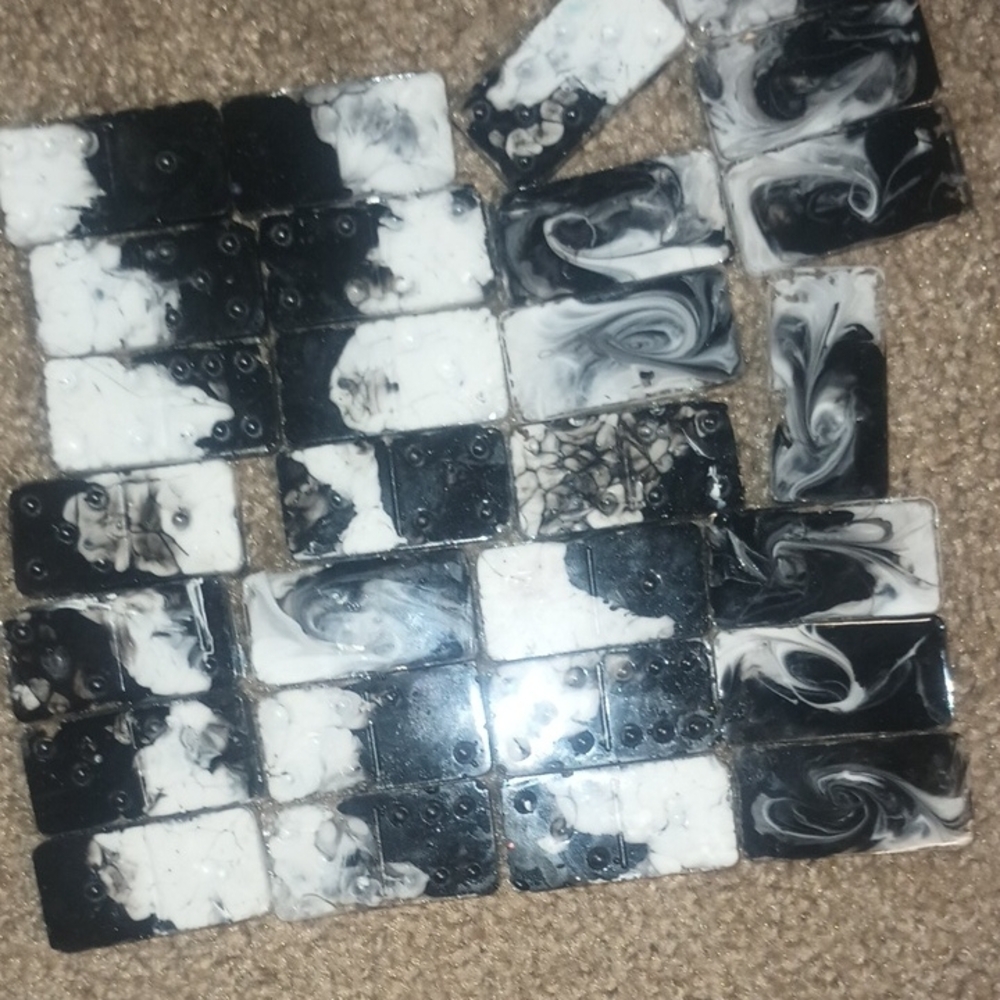 Black and White Domino Set Handmade Resin
